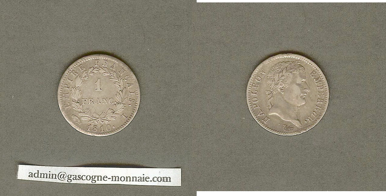 1 franc Napoleon 1810I gVF